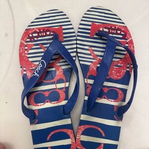 Coach Blue and Red Flip Flops